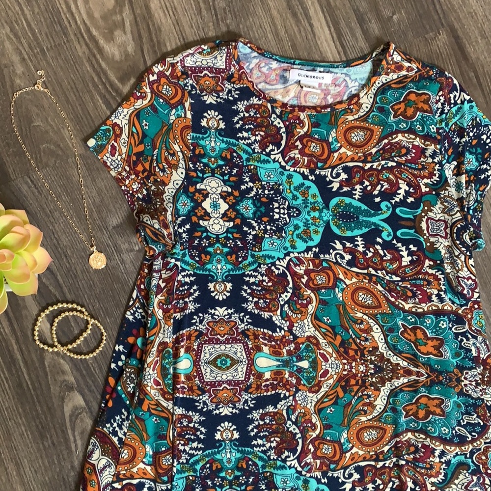 Pattern Turquoise shift dress - Picture 2 of 2